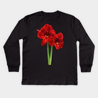 Pair of Red Amaryllis Kids Long Sleeve T-Shirt